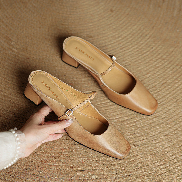 Luna | Classic Mary Jane Mule Heels