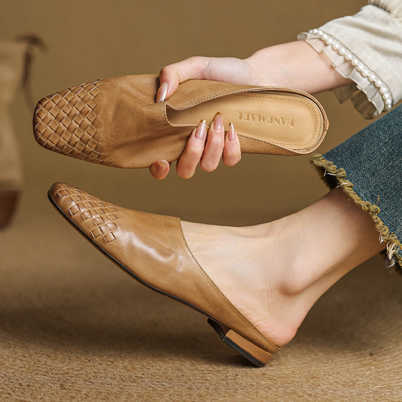 Kierra | Woven Leather Slip-On Mules