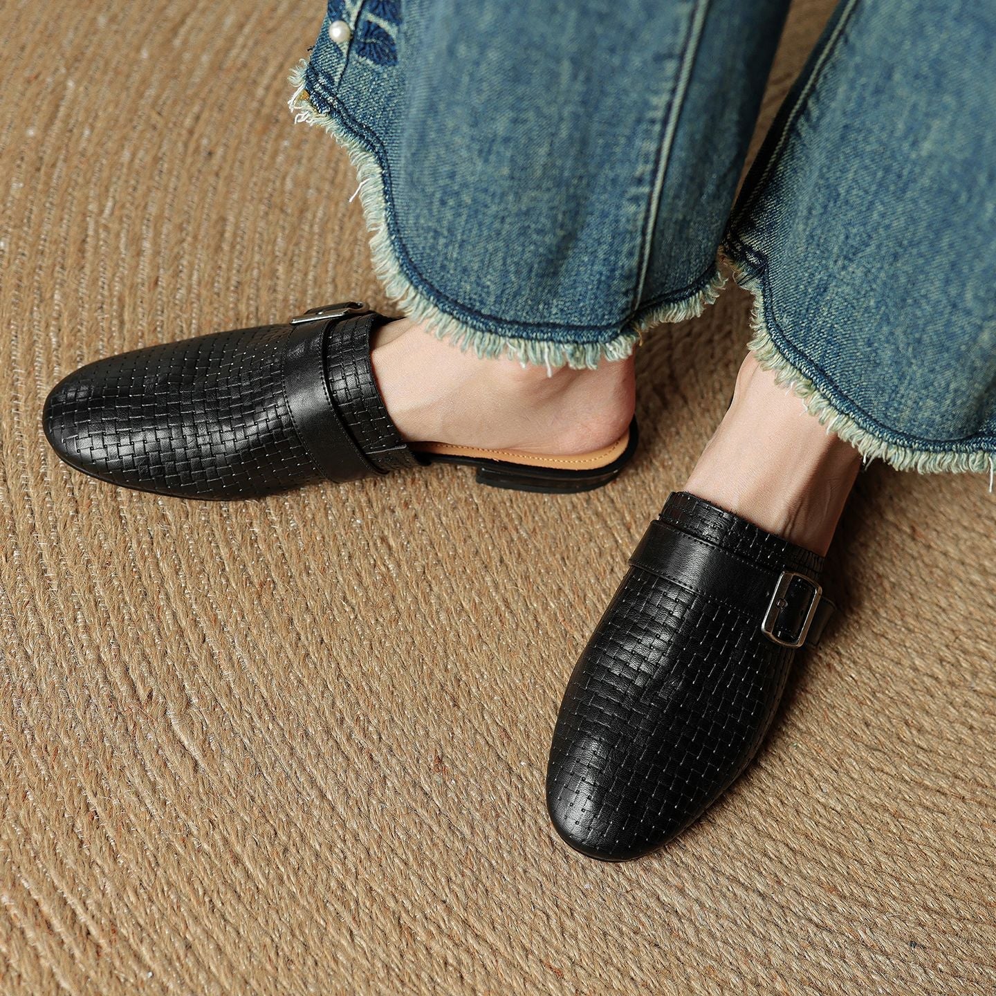 Amelie | Buckle Strap Flat Mules