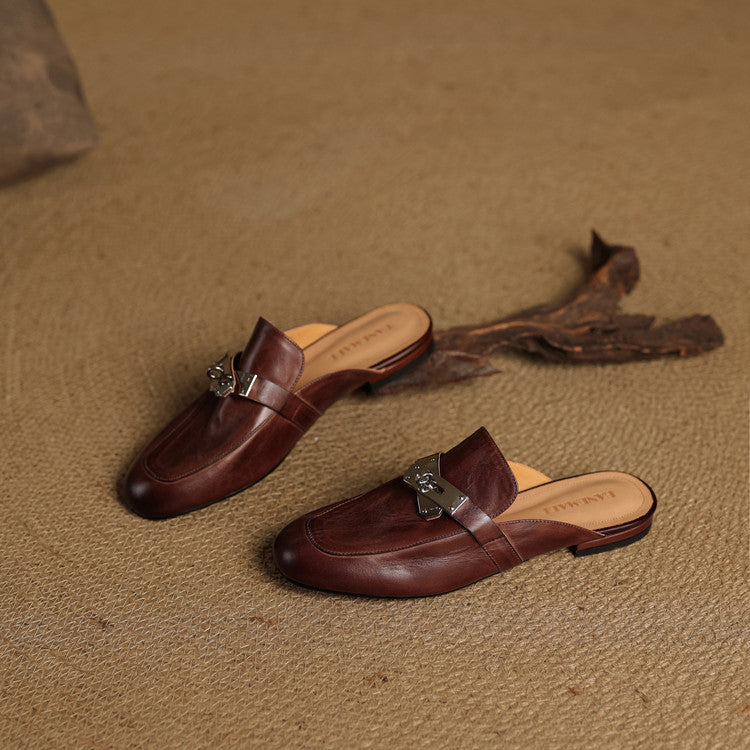 Ezra | Classic Lock Accent Mule Loafers