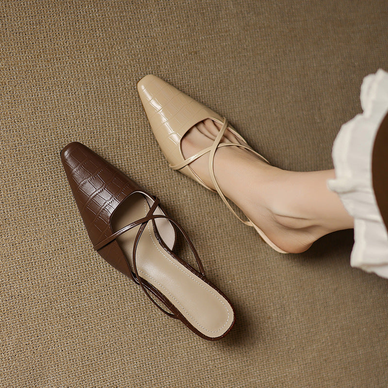 Jane | Cross-Strap Kitten Heel Mules