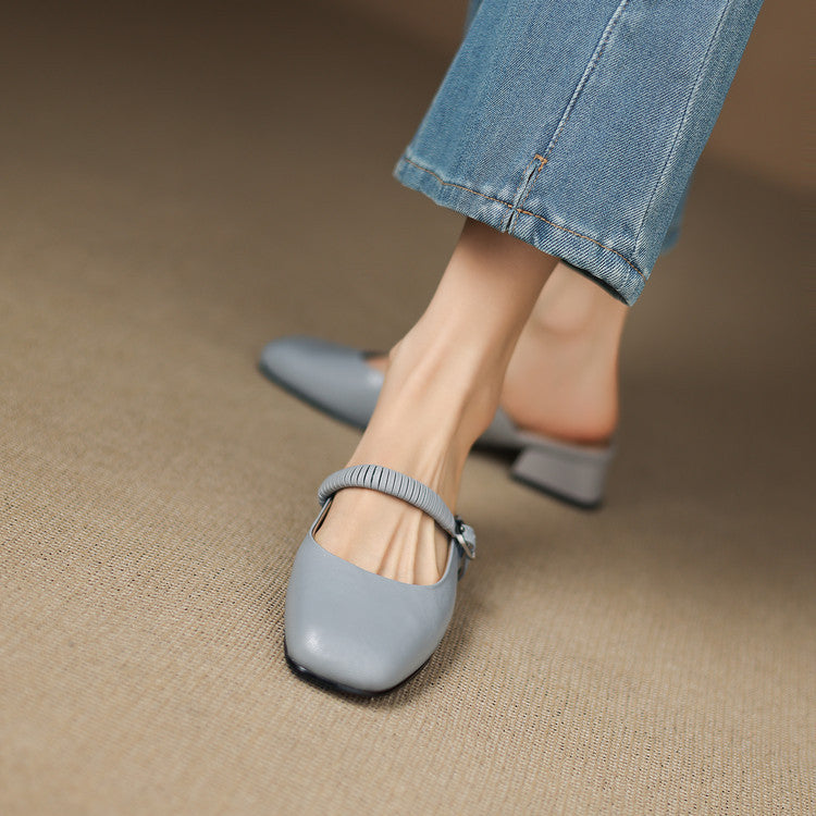 Salie | Mary Jane Block Heel Mules
