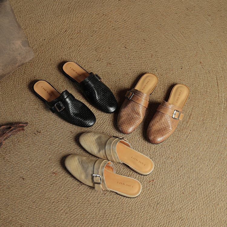 Amelie | Buckle Strap Flat Mules