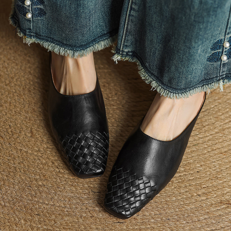 Kierra | Woven Leather Slip-On Mules