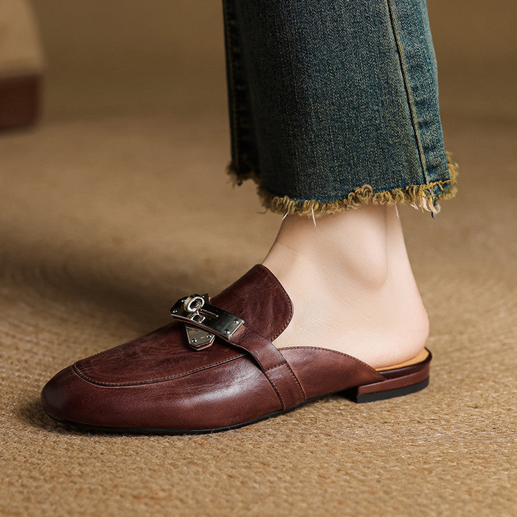 Ezra | Classic Lock Accent Mule Loafers