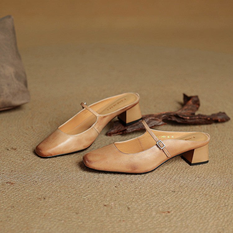 Luna | Classic Mary Jane Mule Heels