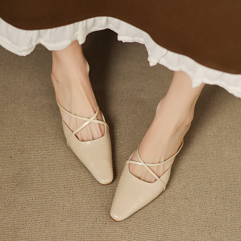 Jane | Cross-Strap Kitten Heel Mules
