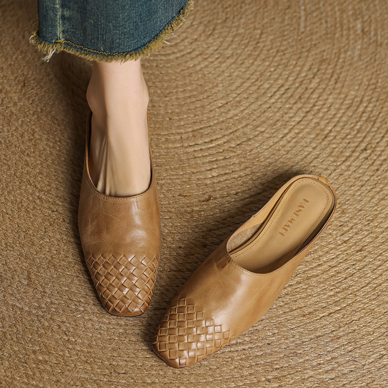 Kierra | Woven Leather Slip-On Mules