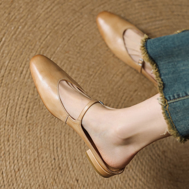 Maryela | Leather Mary Jane Mules