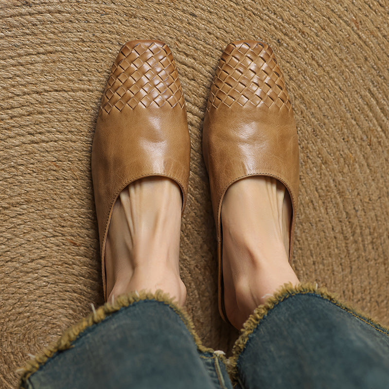 Kierra | Woven Leather Slip-On Mules