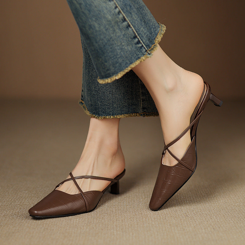 Jane | Cross-Strap Kitten Heel Mules