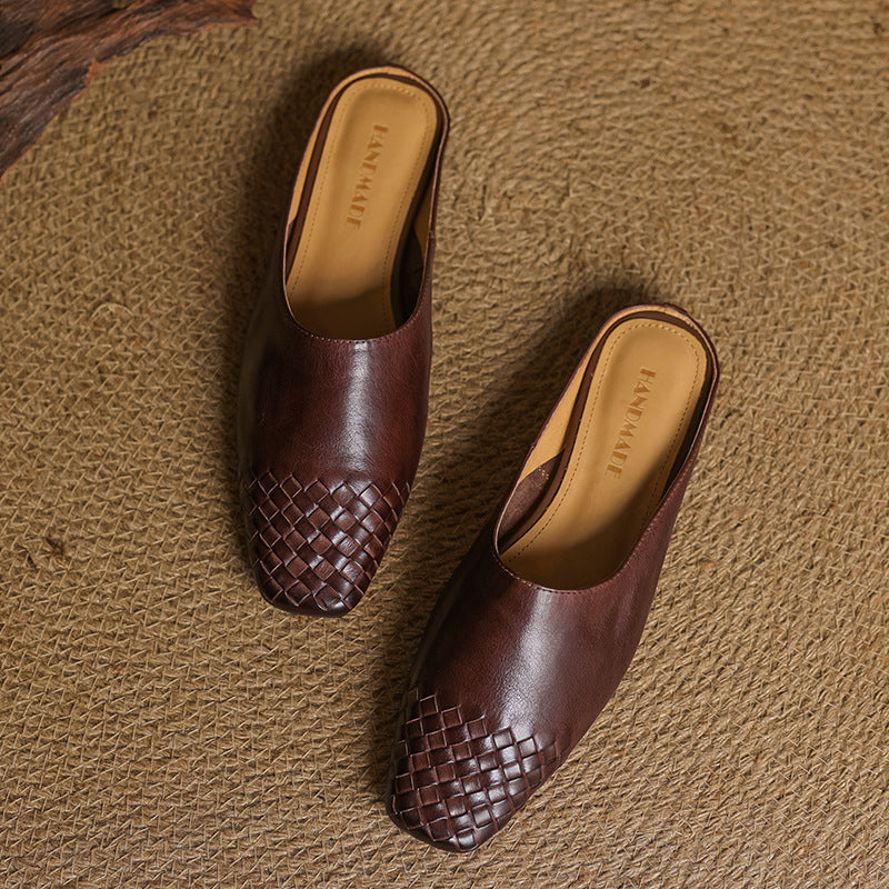 Kierra | Woven Leather Slip-On Mules