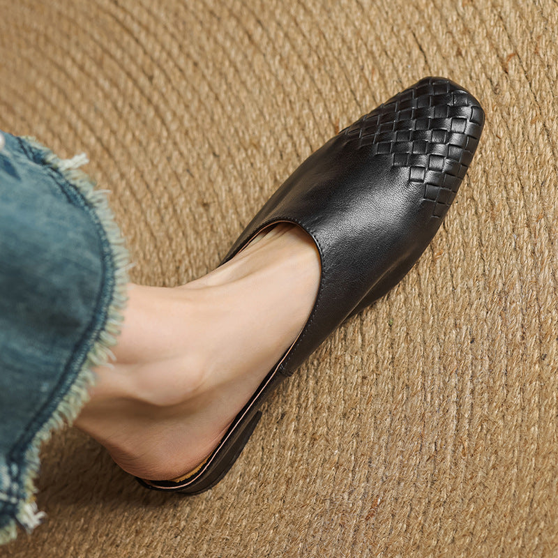 Kierra | Woven Leather Slip-On Mules