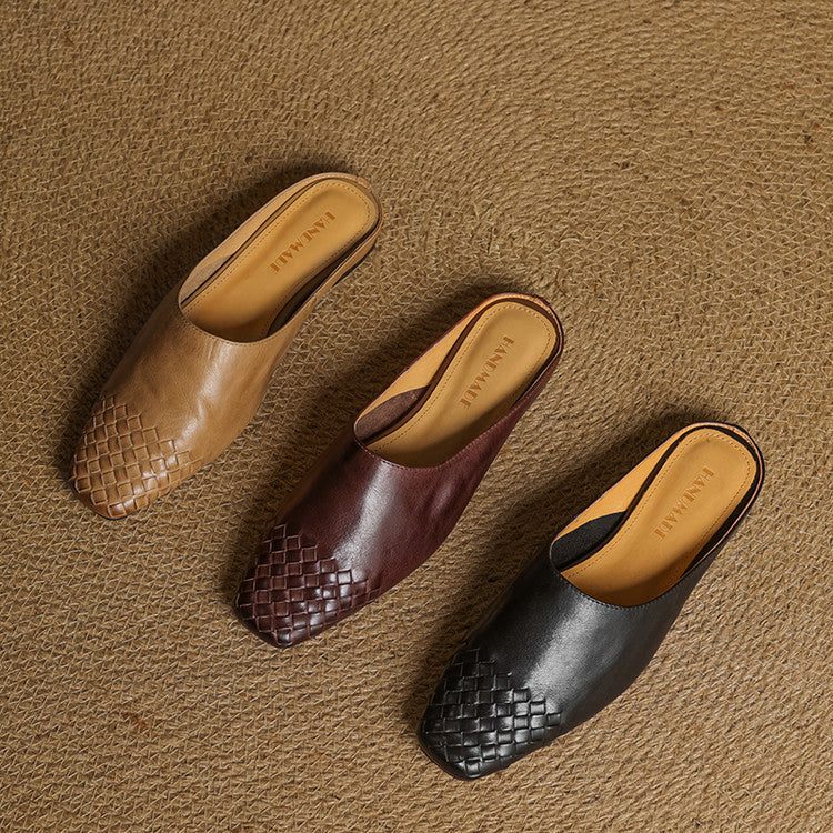 Kierra | Woven Leather Slip-On Mules