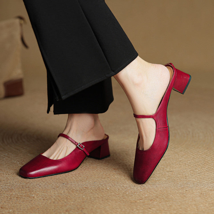 Luna | Classic Mary Jane Mule Heels