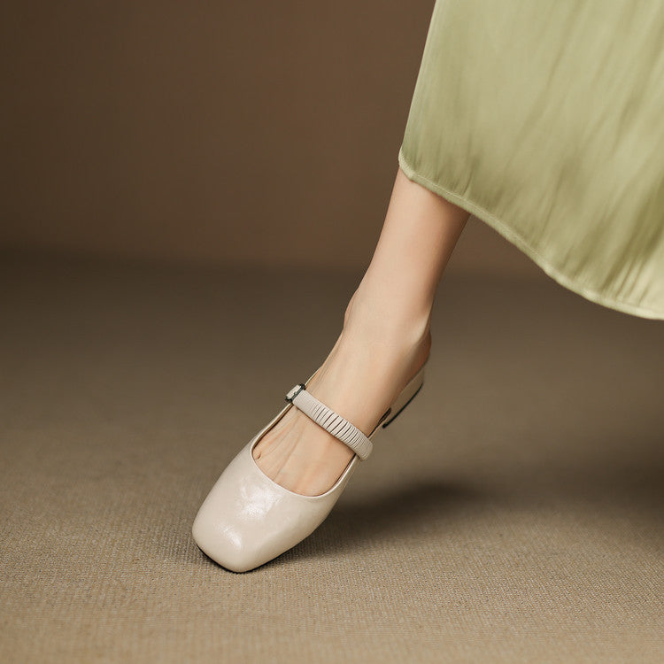 Salie | Mary Jane Block Heel Mules