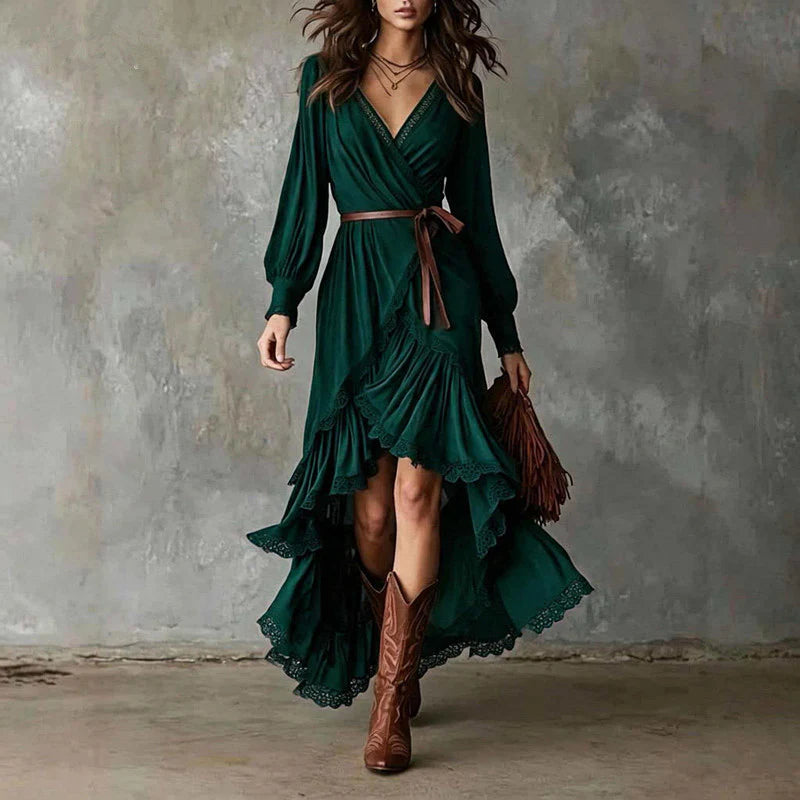 Azi | Tiered Ruffle Wrap Dress