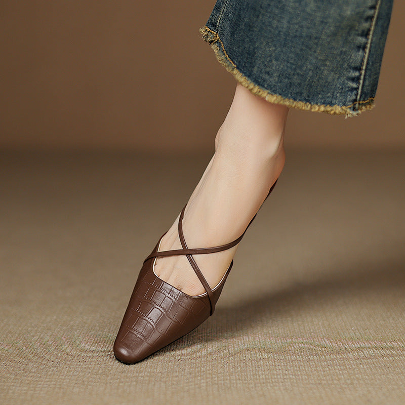 Jane | Cross-Strap Kitten Heel Mules