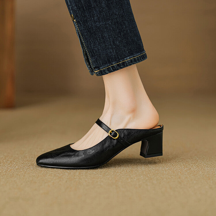 Cassy | Classic Mary Jane Mule Heels