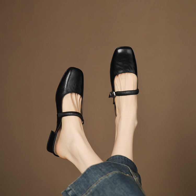 Salie | Mary Jane Block Heel Mules