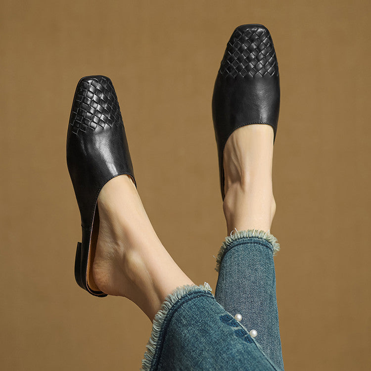 Kierra | Woven Leather Slip-On Mules