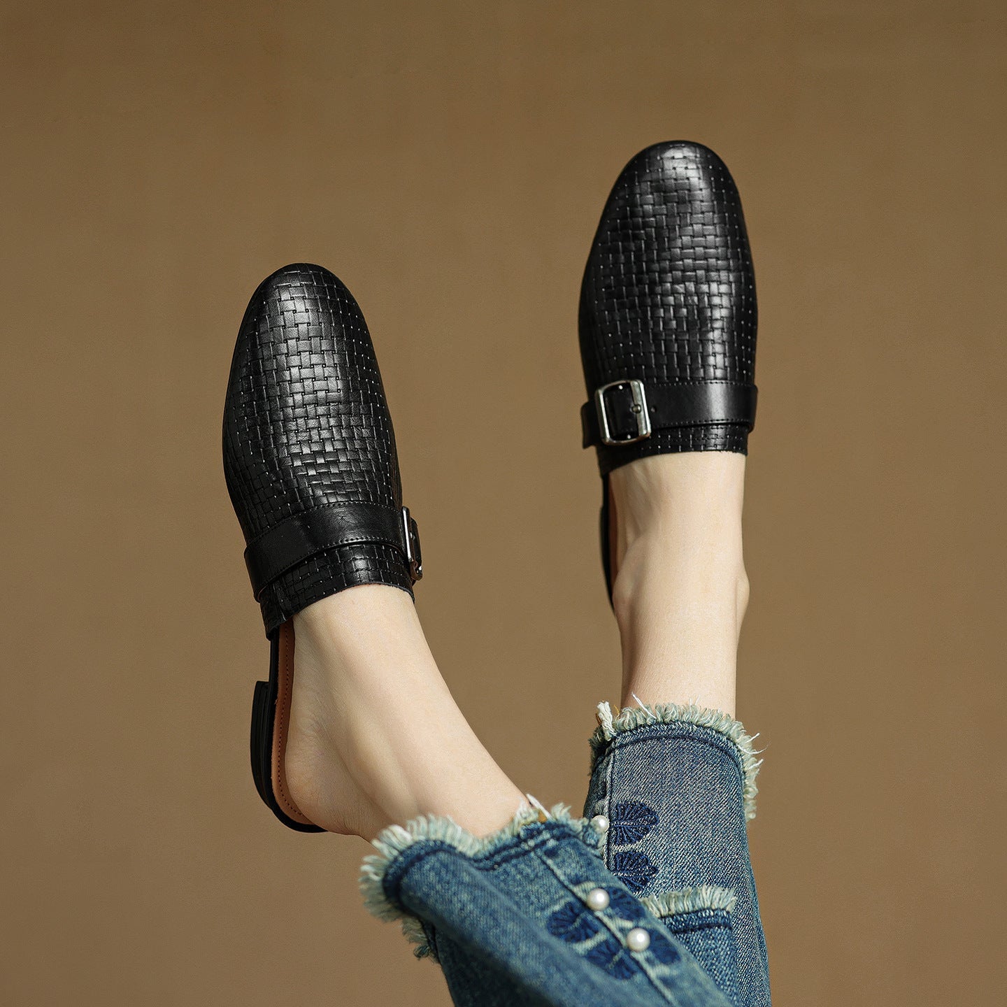 Amelie | Buckle Strap Flat Mules