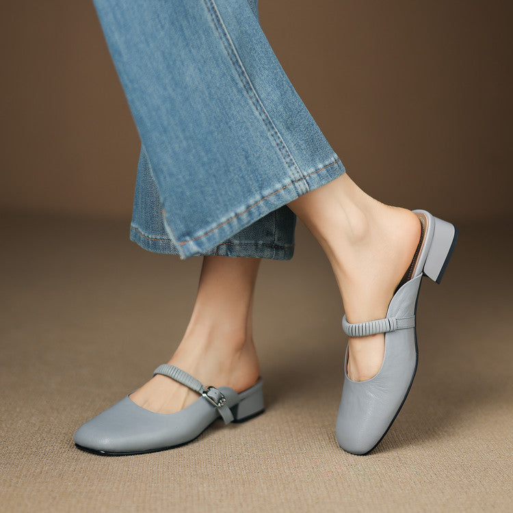 Salie | Mary Jane Block Heel Mules