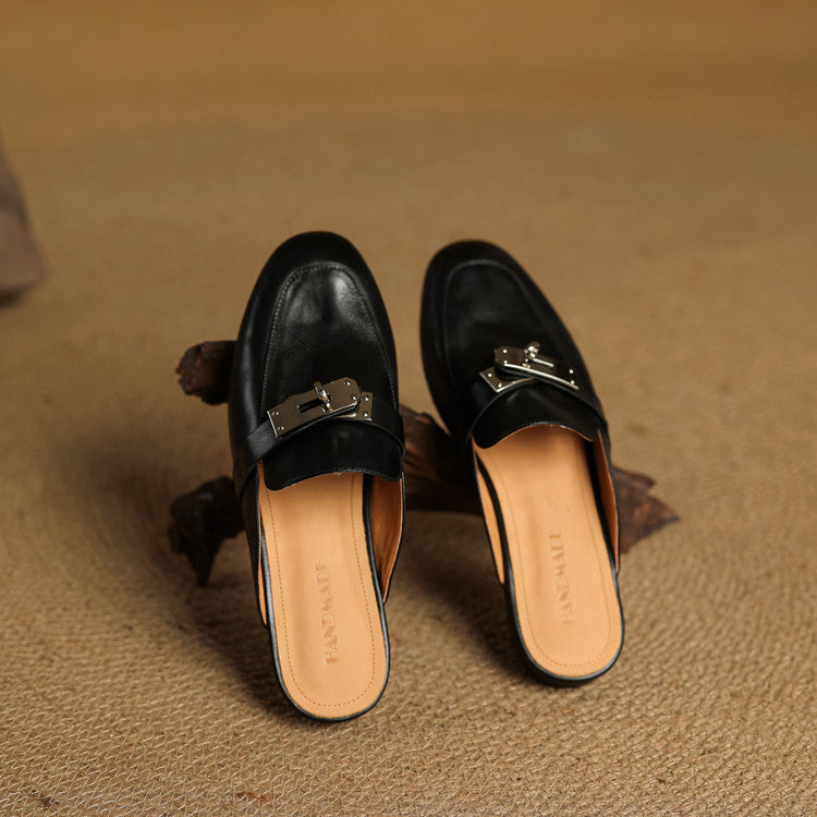 Ezra | Classic Lock Accent Mule Loafers