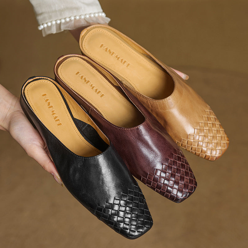 Kierra | Woven Leather Slip-On Mules