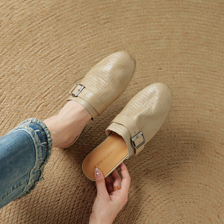 Amelie | Buckle Strap Flat Mules