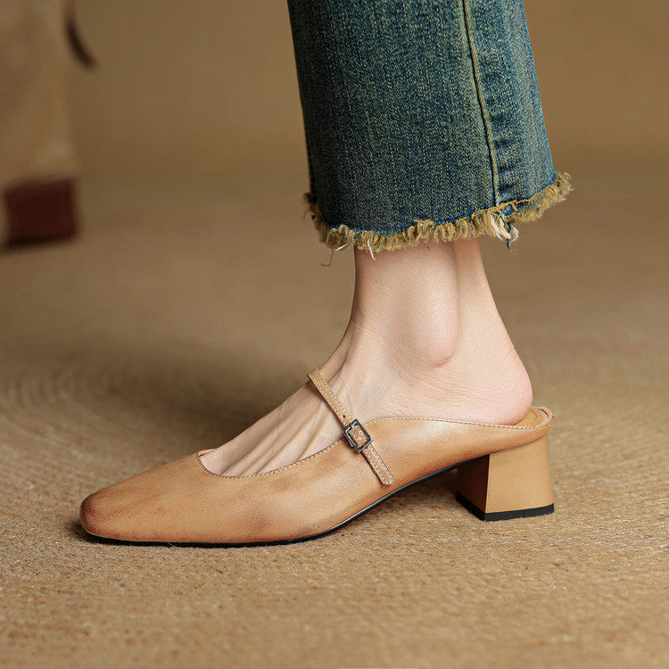Luna | Classic Mary Jane Mule Heels