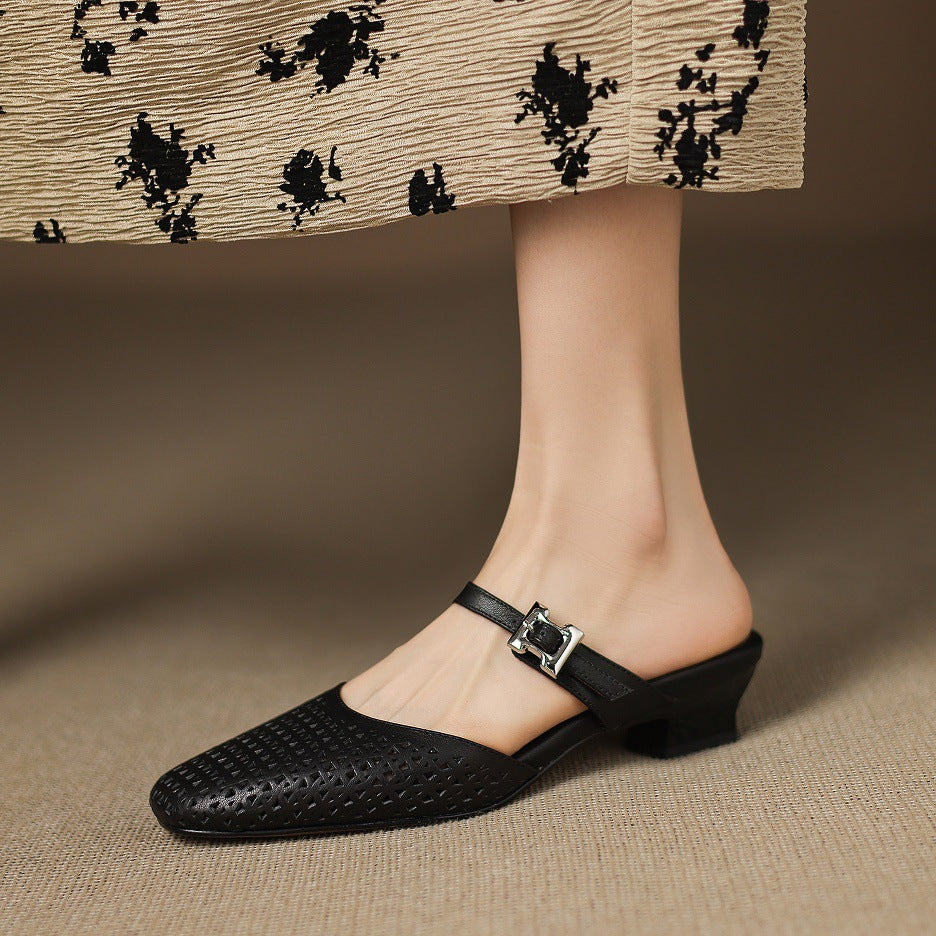Reolla | Perforated Buckle Mules