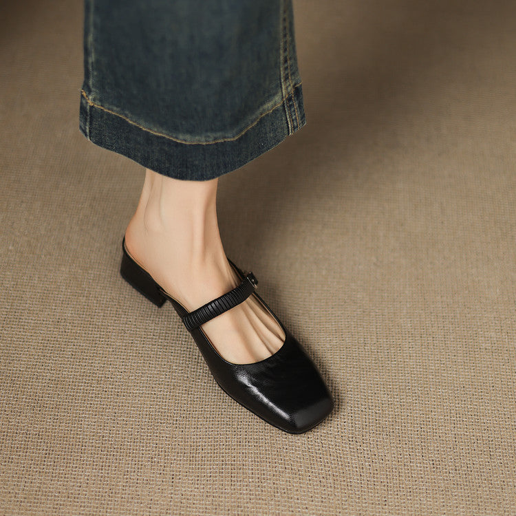 Salie | Mary Jane Block Heel Mules