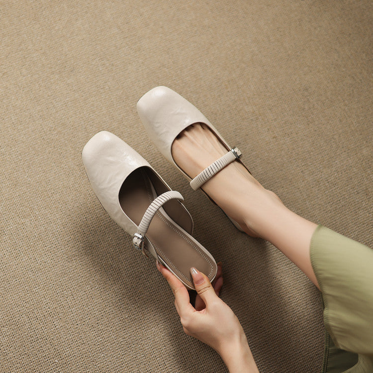 Salie | Mary Jane Block Heel Mules