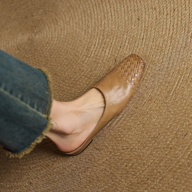 Kierra | Woven Leather Slip-On Mules