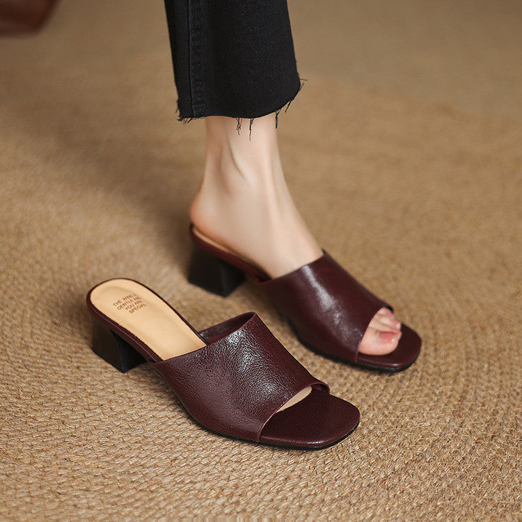 Cali | Open-Toe Block Heel Mules