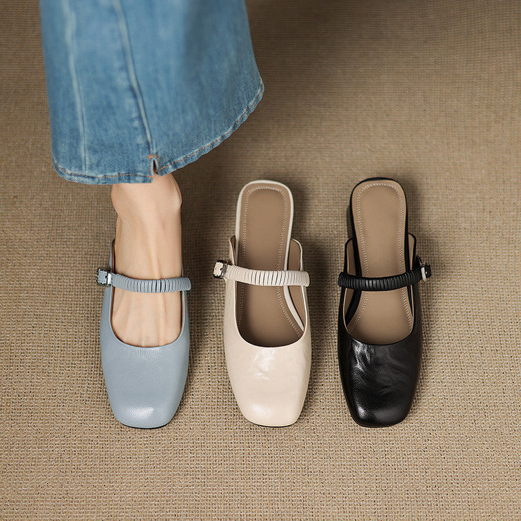 Salie | Mary Jane Block Heel Mules