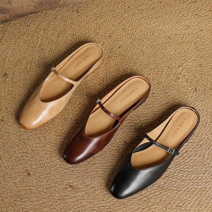 Maryela | Leather Mary Jane Mules