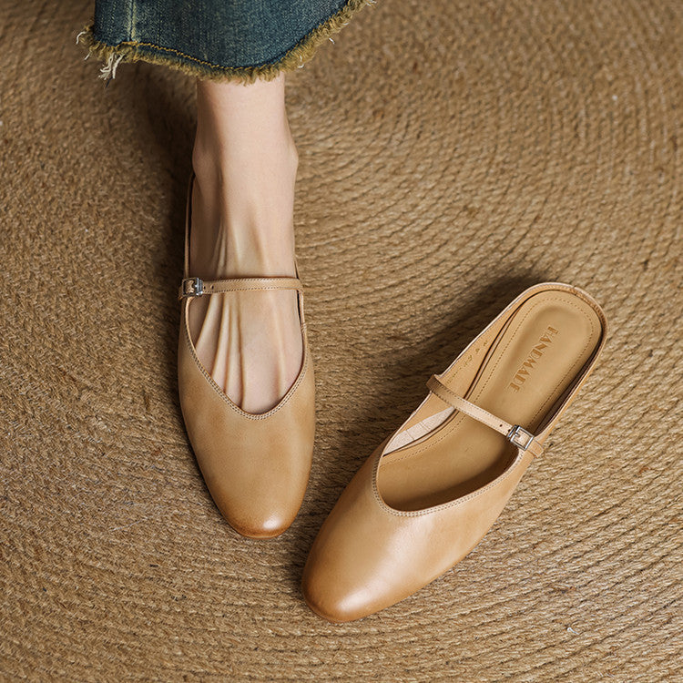 Maryela | Leather Mary Jane Mules