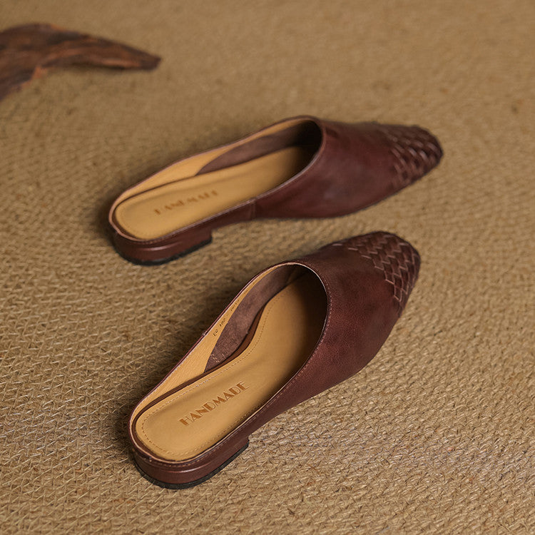 Kierra | Woven Leather Slip-On Mules