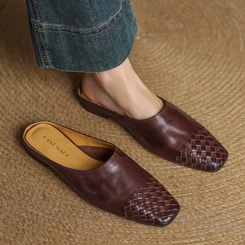 Kierra | Woven Leather Slip-On Mules