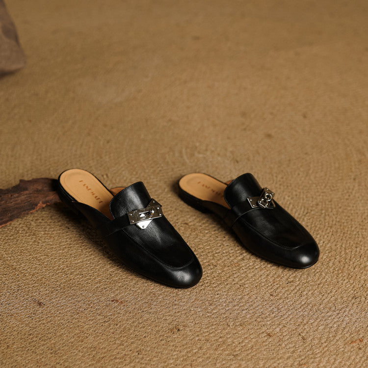Ezra | Classic Lock Accent Mule Loafers