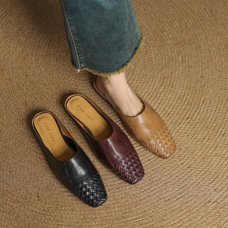 Kierra | Woven Leather Slip-On Mules