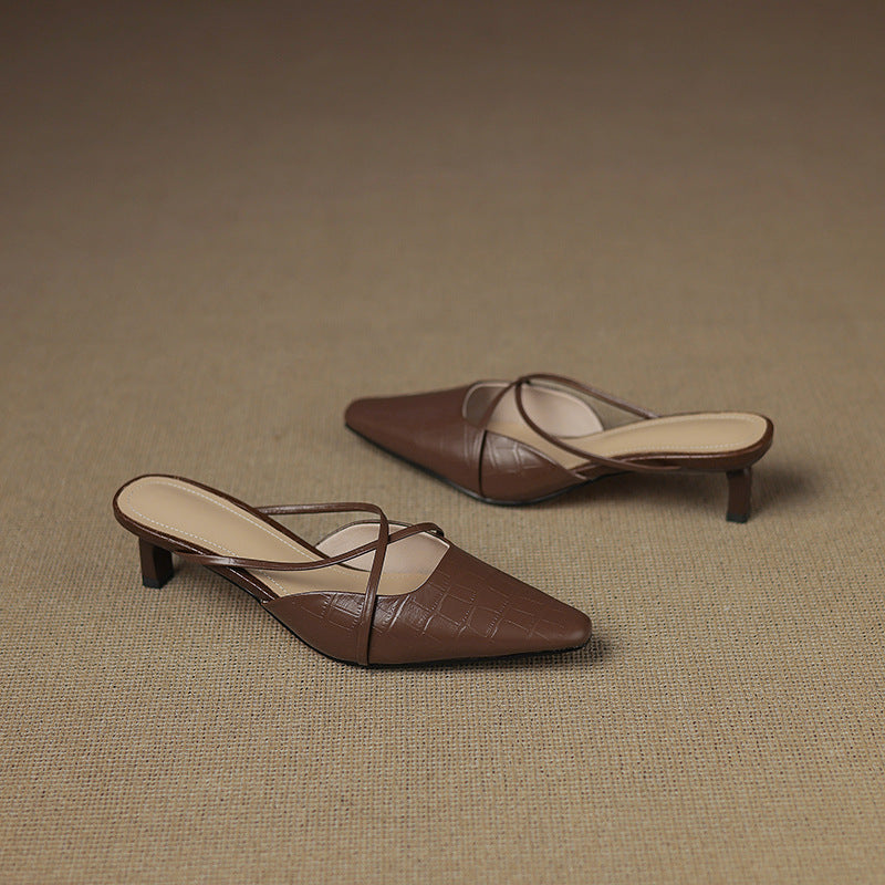 Jane | Cross-Strap Kitten Heel Mules