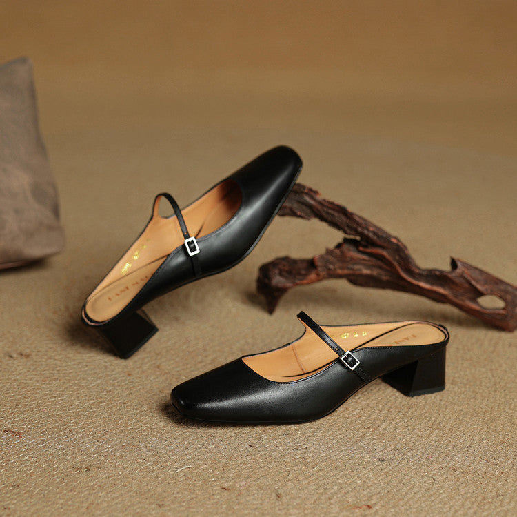 Luna | Classic Mary Jane Mule Heels