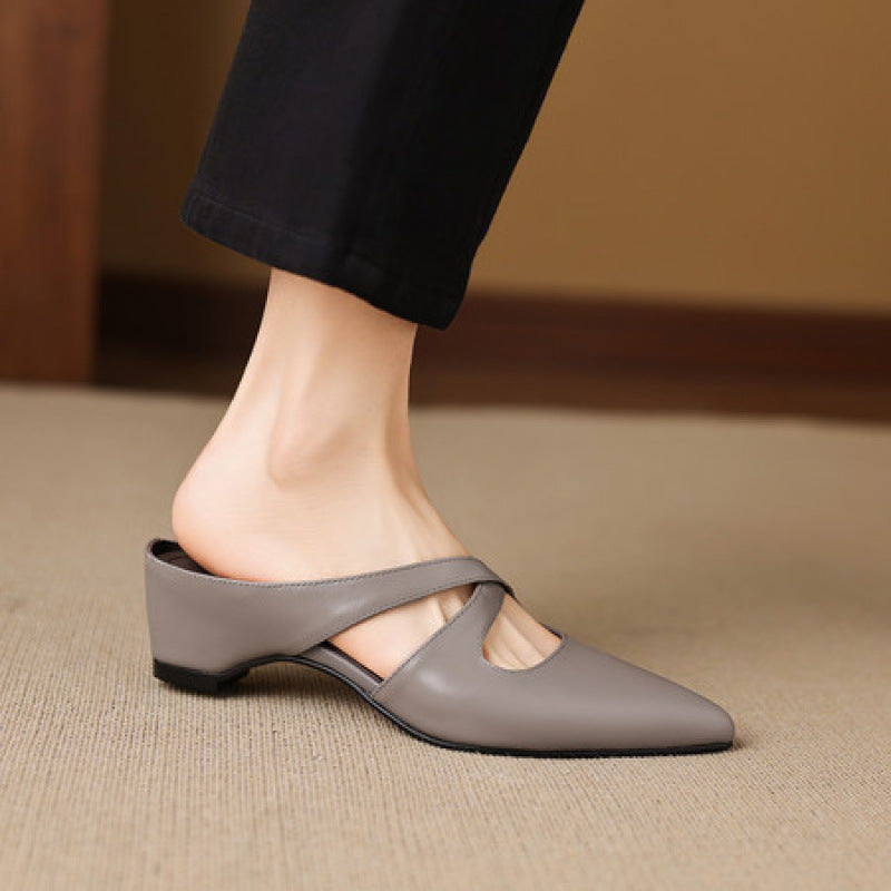 Chynna | Cross Strap Pointed-Toe Mule Heels