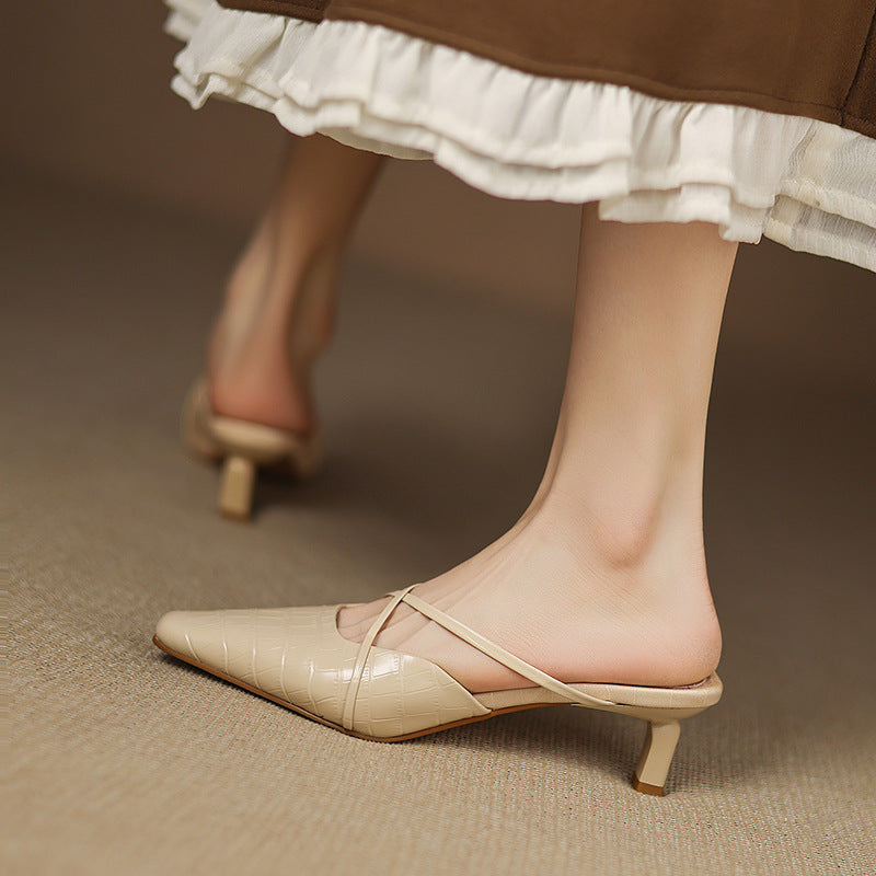 Jane | Cross-Strap Kitten Heel Mules