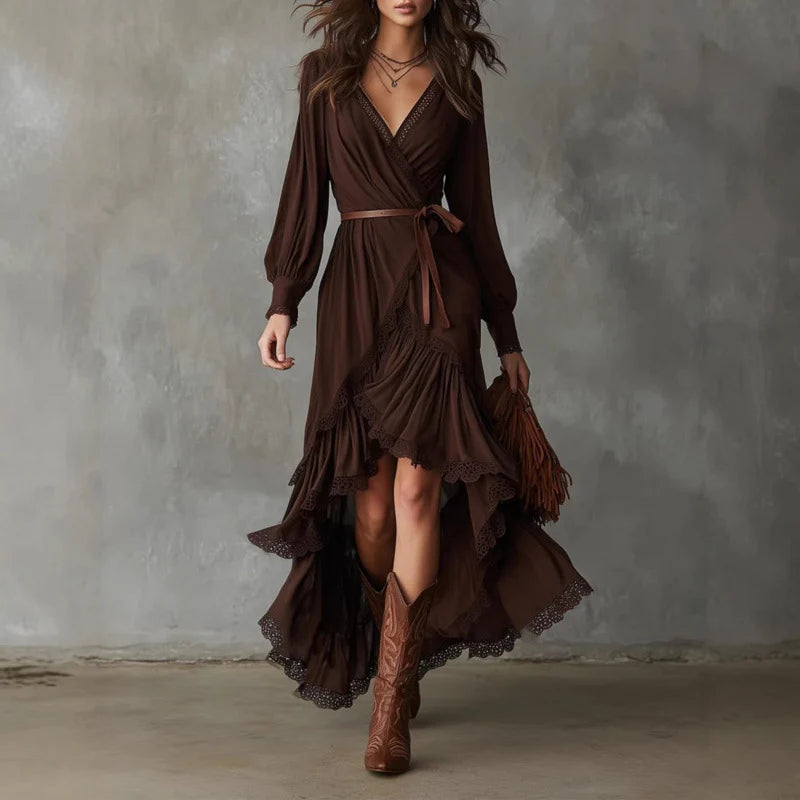 Azi | Tiered Ruffle Wrap Dress