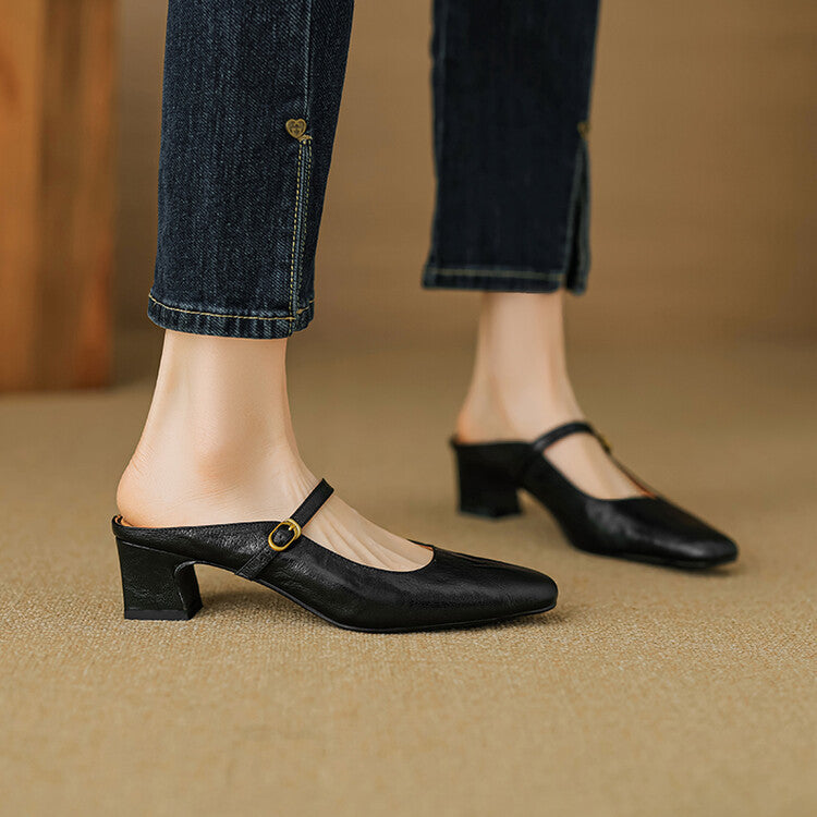 Cassy | Classic Mary Jane Mule Heels