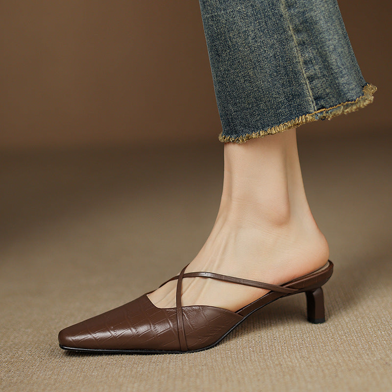 Jane | Cross-Strap Kitten Heel Mules
